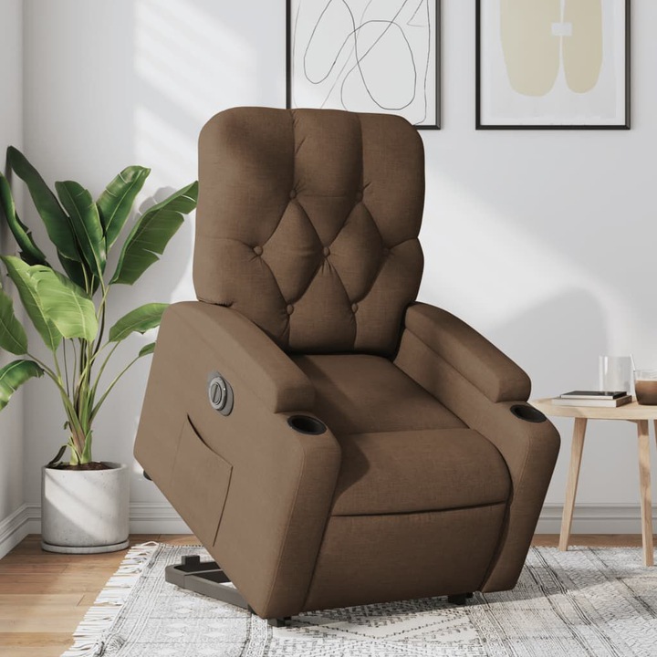 Immagine prodotto VidaXL Poltrona relax con ausilio per l'alzata Poltrona elettrica per la TV Poltrona in tessuto marrone