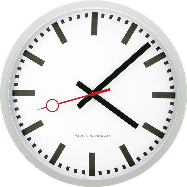 Actual product image EuroTime 59530-07 Radio-controlled wall clock 35 cm silver Creeping movement (silent) (35 cm)