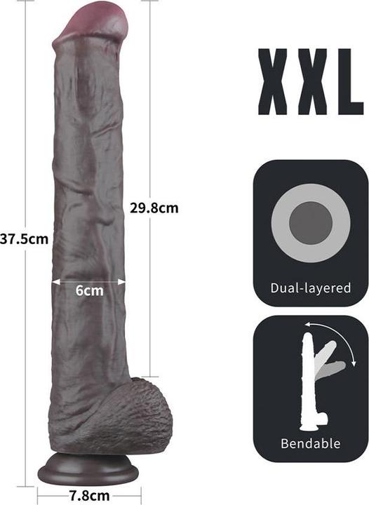 Produktbild Lovetoy Nature Cock - 14,5" Dual Layered Bendable Cock XXL - Schwarz