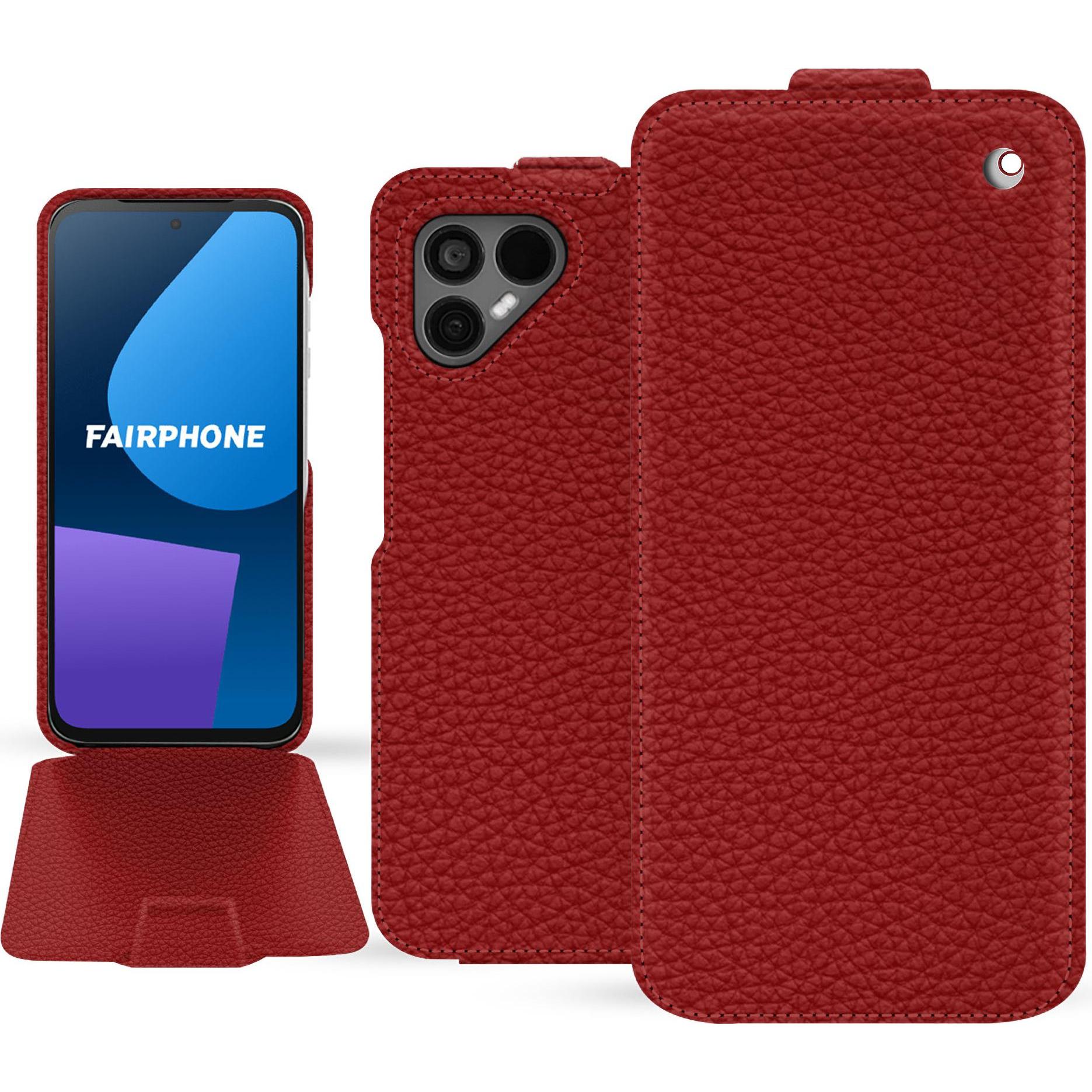 Thumbnail - Noreve Lederschutzhülle vertikal (OnePlus 5), Smartphone Hülle, Rot