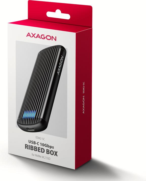 Produktbild Axagon EEM2-SC, USB-C 10Gbps external box for M.2 NVMe SSD, screwless, ribbed aluminum (M.2)