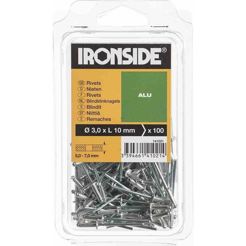 Thumbnail - Ironside, Nieten, Blindnieten 3,0/10 mm Aluminium, Verpackungsinhalt: 100 Stück