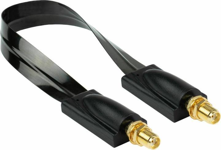 Kabelmeister Traversée de fenêtre coaxiale HF, SMA femelle vers SMA femelle, noir, 0,2m (Bague de fenêtre)