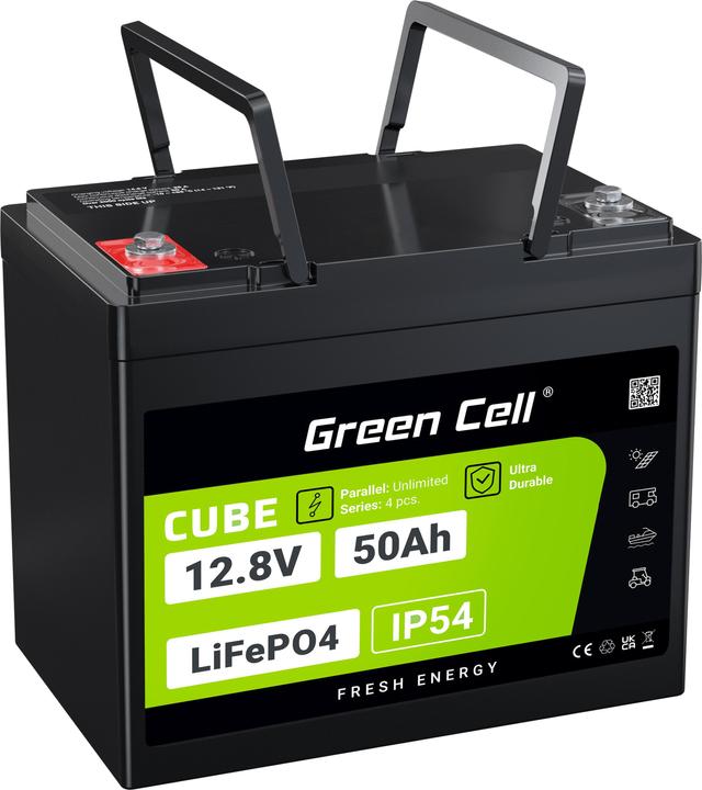 Actual product image GreenCell Green Cell CUBE LiFePO4 battery 50Ah 12.8V 640Wh lithium iron phosphate battery for motorhomes, golf (12.80 V, 50 Ah)