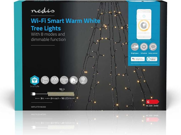 Actual product image Nedis SmartLife Decorative LED | Wi-Fi | Warm White | 200 LED's | 10 x 2 m | Android™ / IOS (2 m)