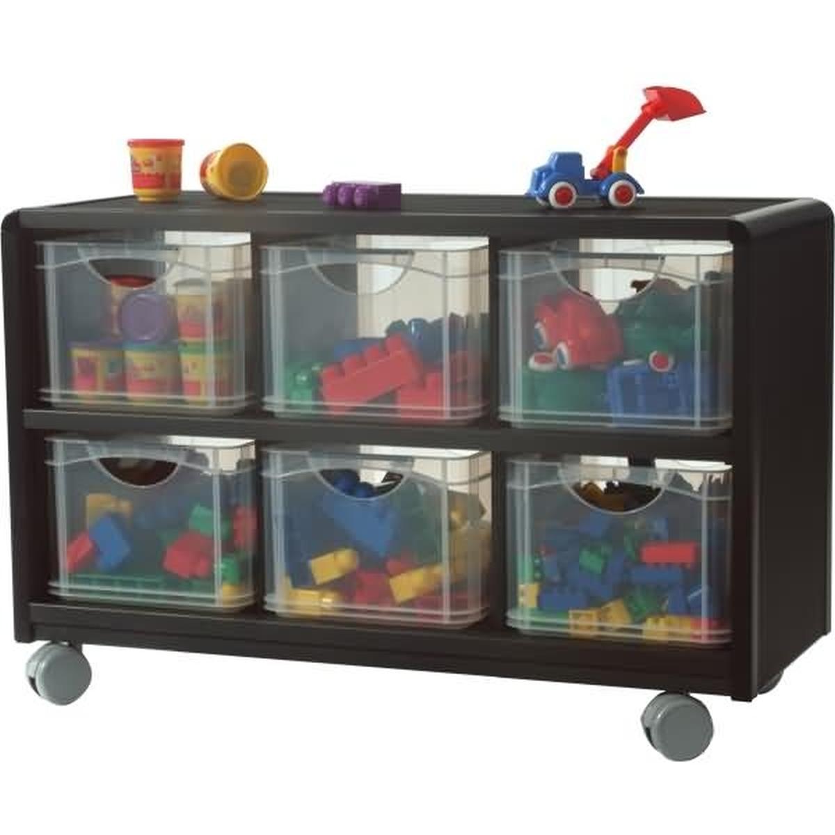 Paperflow, Aktenschrank, Aufbewahrungsregal Kunststoff HxBxT 61,8x99,4x40cm 6 Boxen schwarz/transparent