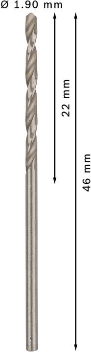 Produktbild Bosch Professional Zubehör PRO Metal HSS-G Spiralbohrer, 1,9 x 22 x 46 mm (1.9 mm)