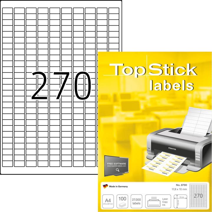Produktbild TopStick TOP STICK Universal-Etiketten, 17,8 x 10 mm, weiá, 100 Blatt