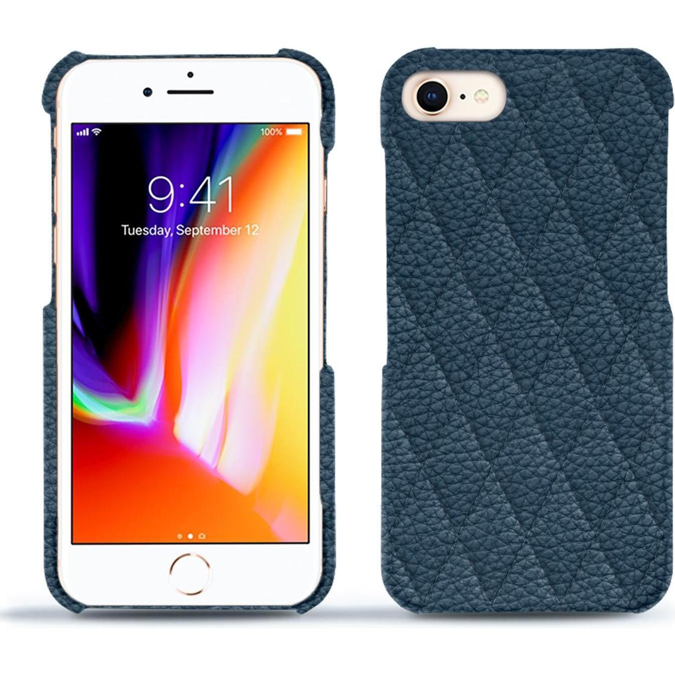 Noreve Lederschutzhülle (Apple iPhone 8), Smartphone Hülle, Blau