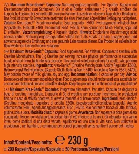 Image du produit Weider Maximum Krea-Genic (1 pièce(s), Capsules, 230 g)