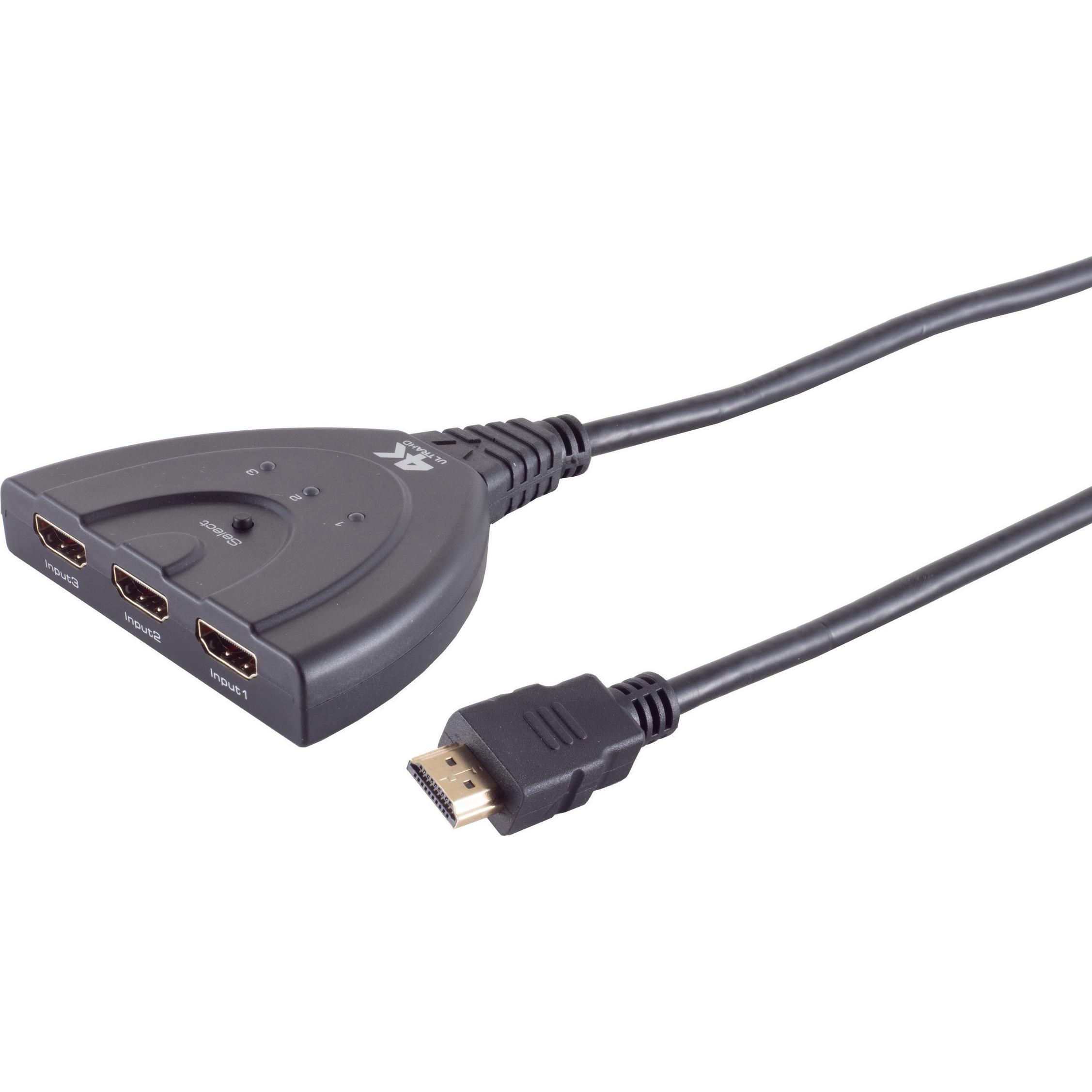 Shiverpeaks -PROFESSIONAL--HDMI Umschalter 3x1, ABS, 4K60Hz, schwarz, Switch Box