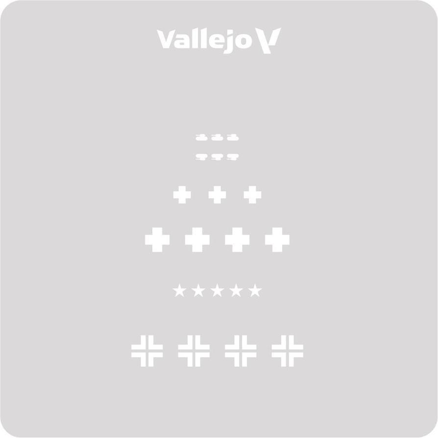 Vallejo Stencil per marcature di carri armati tedeschi della seconda guerra mondiale assortiti.