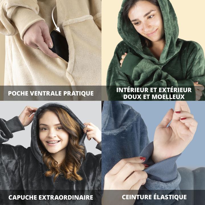 Produktbild Walser Kuschelpullover, Hoodie Decke Snuggle, Oversize Hoodie 104x102 cm grau (104)