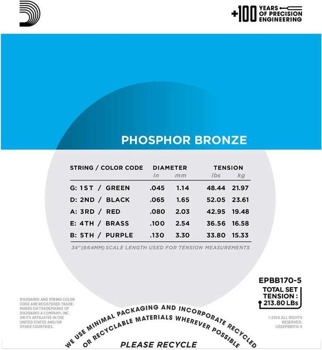 Actual product image D'Addario Epbb170-5 (5x, Bass, 0.13")
