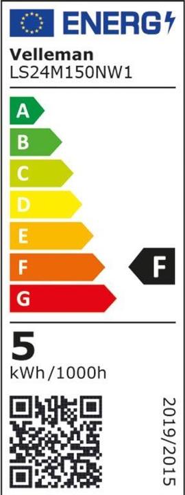 Energie-Label Velleman FLEXIBLER LED-STREIFEN - NEUTRALWEIss - 600 LEDs - 5 m - 24 V (Neutralweiss, 500 cm, Indoor)