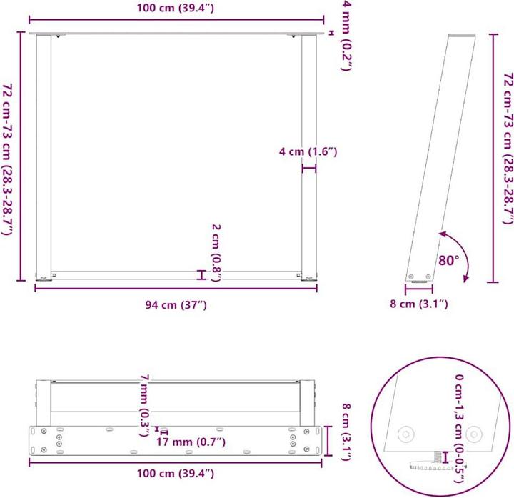 Actual product image vidaXL Esstischbein