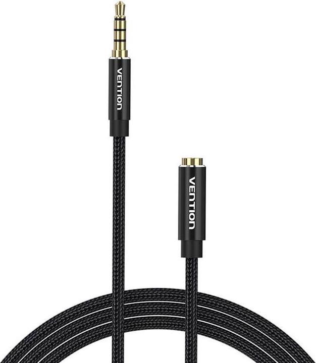Actual product image Vention TRRS 3.5mm Male to 3.5mm Female Audio Extender 5m BHCBJ Black (5 m, 3.5mm jack (AUX))