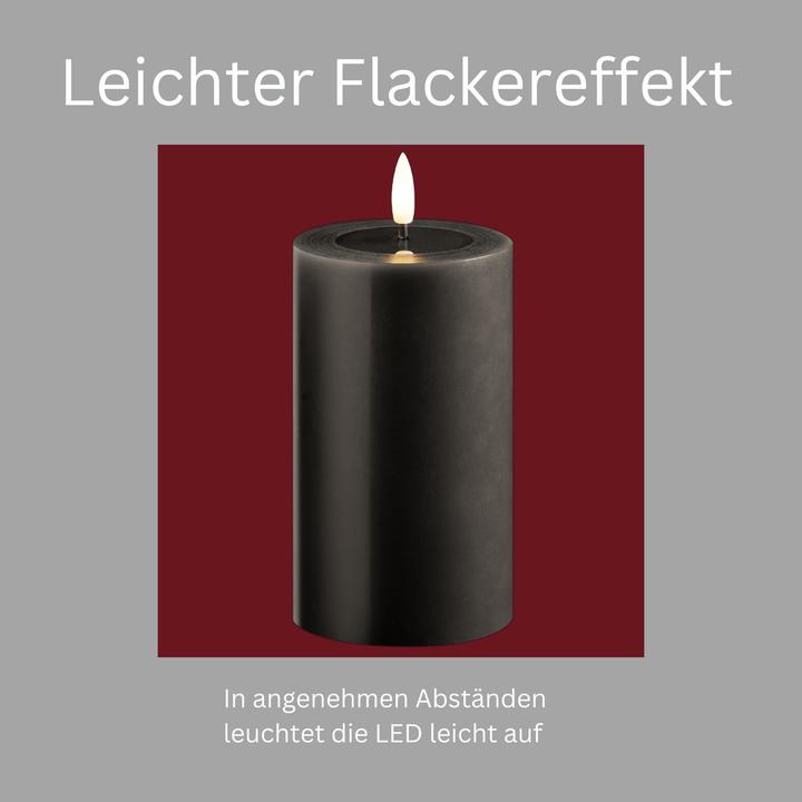 Produktbild Novaliv 2er Set Led Kerzen flackernde Flamme mit Echtwachspiegel grau 7,5cm ø 1x 12,5 cm, 1x10 cm Höhe, LED (2 x)