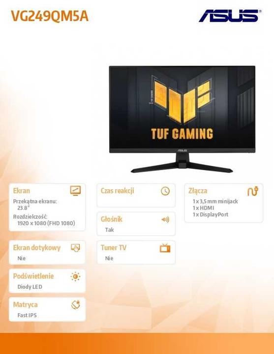 Actual product image ASUS TUF Gaming VG249QM5A (1920 x 1080 pixels, 23.80")