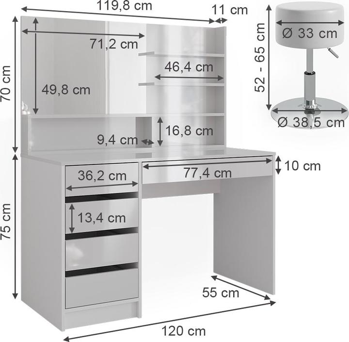 Image du produit Vicco Sherry mit Hocker (120 x 55 x 75 cm)