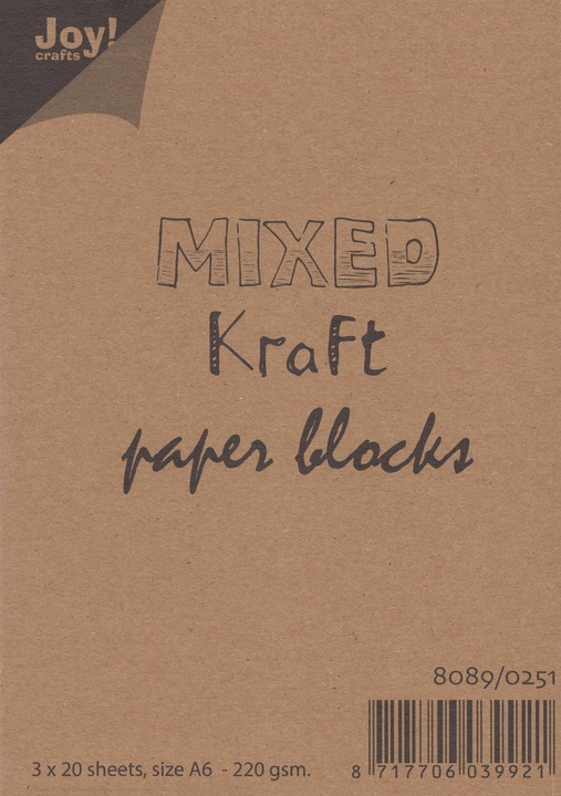 Produktbild Joy!Crafts Kraftpapier-Block "Mixed", 3 x 20 Blatt (220 g/m², 60 x)