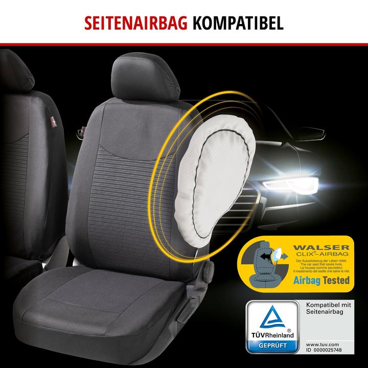 Actual product image Walser Speedway car seat covers with zip, ZIPP-IT seat covers black