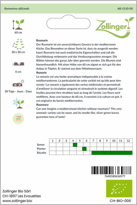 Produktbild Zollinger Bio Rosmarin