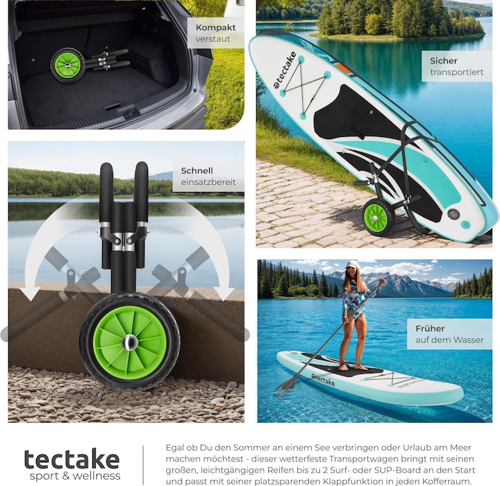 Produktbild tectake Surfboard Transportwagen WaveWheel