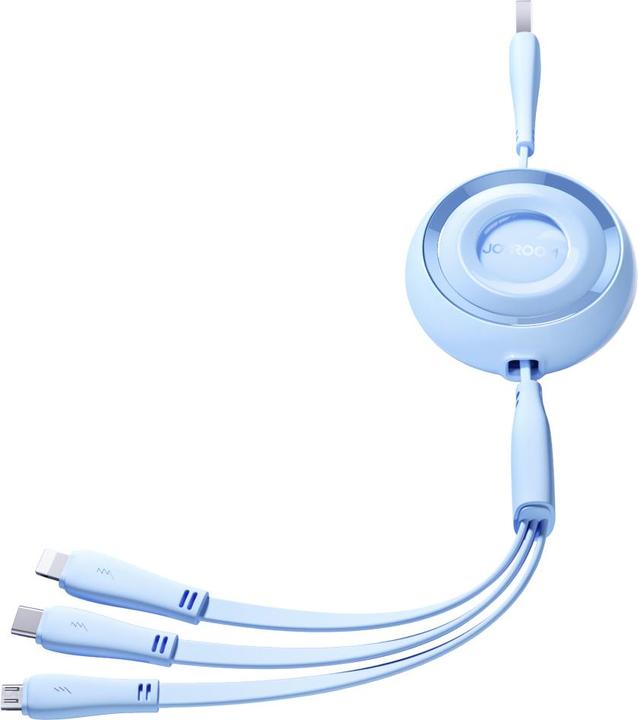 Image du produit Joyroom S-A40 Colorful Series Câble rétractable 3en1 USB-A vers USB-C / Lightning / microUSB 1m - bl (1 m)