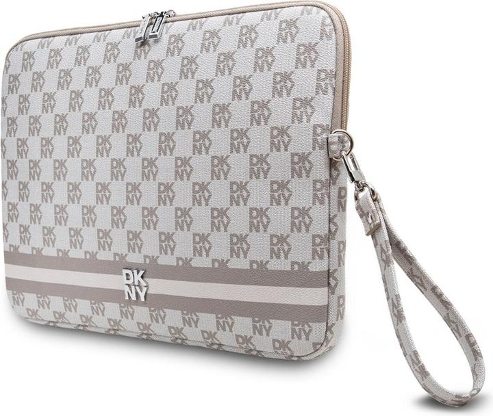 Produktbild DKNY PU Leather Checkered Pattern and Stripe Laptop Sleeve 15/16" Beige (16")