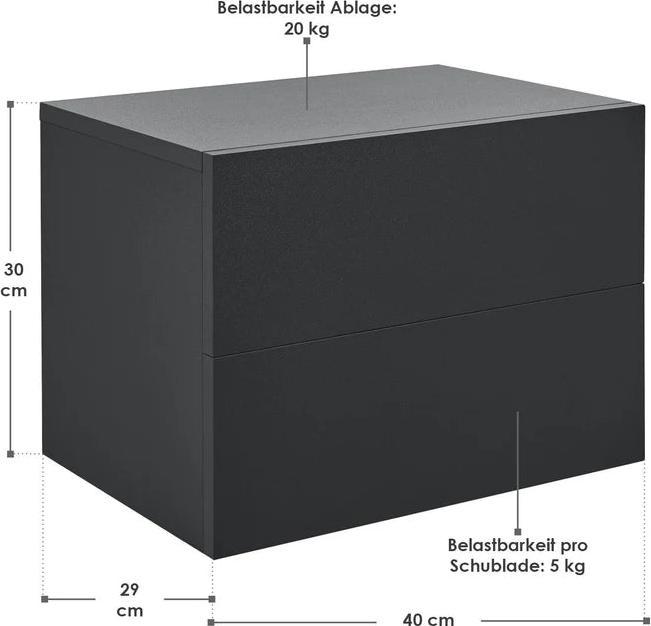 Immagine prodotto Juskys Wandschrank Nachttisch hängend (40 x 29 x 30 cm)