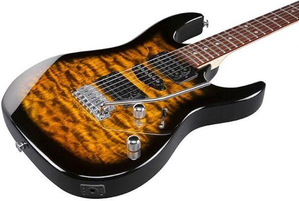 Actual product image Ibanez gitaar GRX70QASB Transparant Sunburst (Electric guitar)