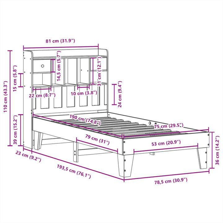 Image du produit vidaXL Bettgestell (75 x 190 cm)
