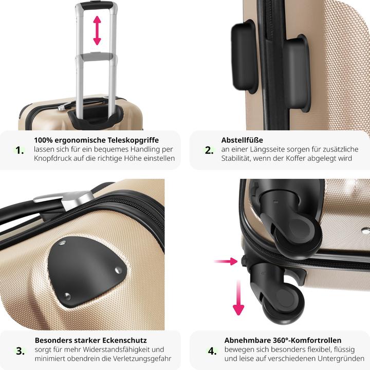Image du produit tectake Set de 3 Valises (95 l, M (50 - 90l), L (90 - 115l))