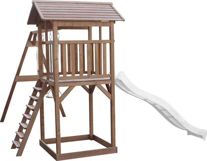 Produktbild Axi Beach Tower Spielturm mit Doppelschaukel braun - weisse Rutsche