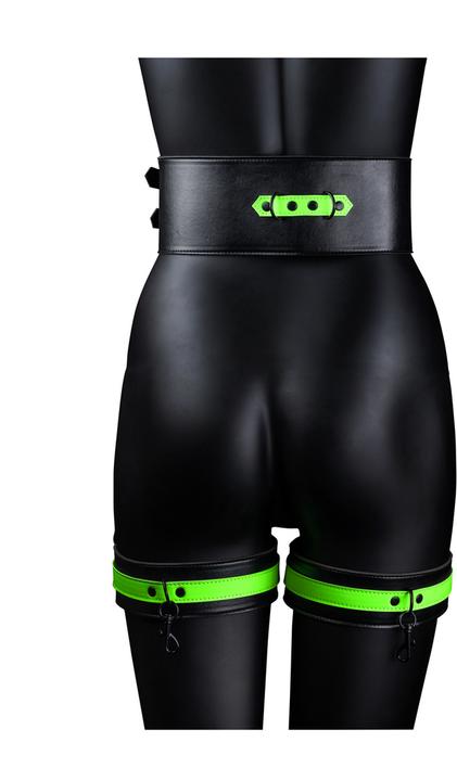 Productafbeelding Ouch! Dijbeenboeien met riem en handboeien - Glow in the Dark - S/M