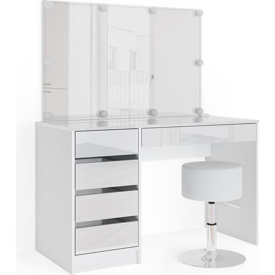 Vicco, Schminktisch, Sherry mit Hocker und Beleuchtung (120 x 75 x 55 cm)