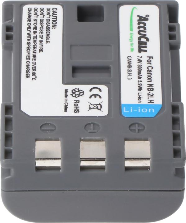 Produktbild AccuCell Akku passend für Canon NB-2LH, NB-2L Li-Ion, 800mah (Kamera Akku)