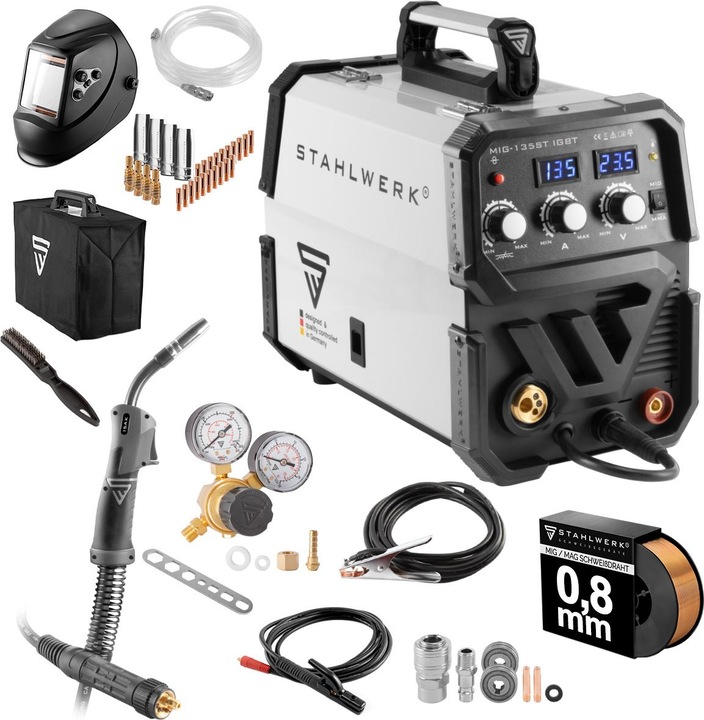 Produktbild Stahlwerk Schutzgas Schweissgerät MIG MAG 135 ST IGBT Vollausstattung 135 Ampere
