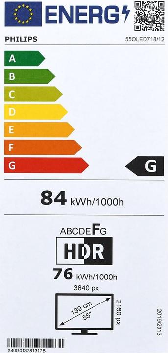 Energy Label Philips 55OLED718/12 (55", OLED)
