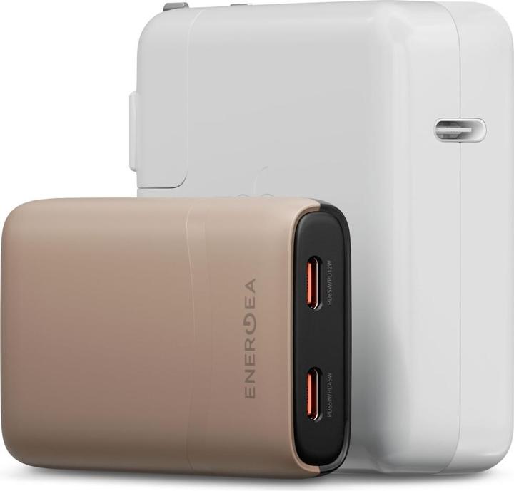 Actual product image Energea Wall charger TravelWorld Edge 65W 2xUSB-C PD/PPS/QC3.0 (US/UK/EU) gold (65 W, 2 ports)