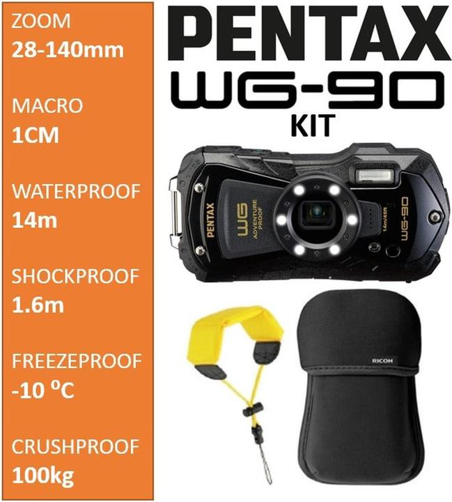 Actual product image Pentax WG-90 Black Kit (213500) (28 - 140 mm, 16 Mpx)