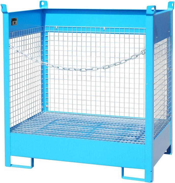 Bauer Storage and transport pallet with sump tray, 3 mesh panels, for 2 x 200 l drums