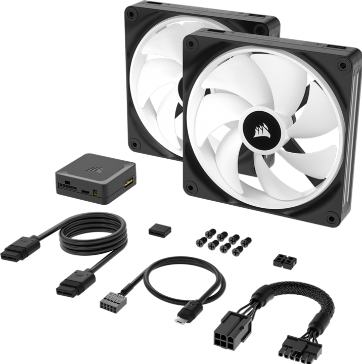 Image du produit Corsair Ventilateur iCUE LINK QX140 RGB 140 mm PWM (noir, kit de démarrage) (140 mm, 2 x)