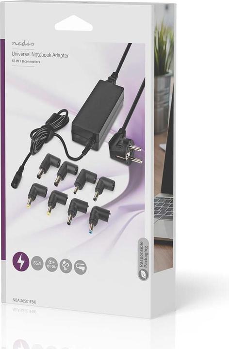 Produktbild Nedis Notebook Adapter | GaN | 65 W | 5 / 9 / 12 / 15 / 20 V DC | 2.4 / 3.0 / 3.25 A | Benutzt für: (65 W)