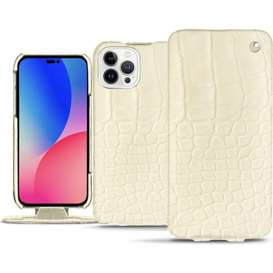 Noreve Lederschutzhülle vertikal (Apple iPhone 14 Pro Max), Smartphone Hülle, Beige