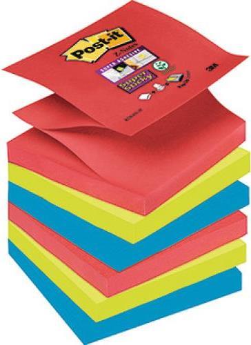 Actual product image Post-it Sticky notes Z-Notes SuperSticky 76x76mm 90 sheets neon red/neon green/ mediterranean blue (76 x 76 mm)