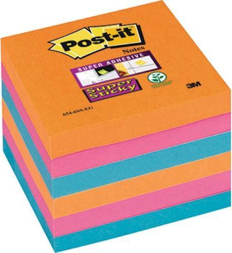 Actual product image Post-it Sticky notes Super Sticky 76x76mmSheet neon orange/fuchsia/ mediterranean blue (76 x 76 mm)