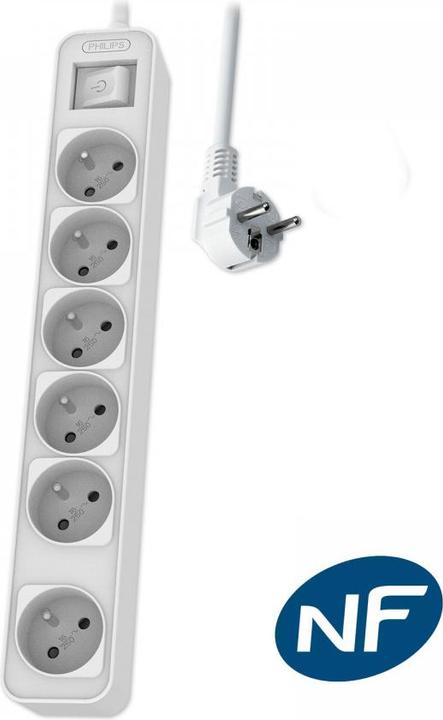 MCL Multiplug Extension With Switch 6 Sockets3m White (6x, CEE 7/3, 3 m)