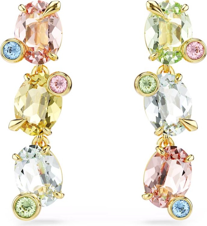 Produktbild Swarovski Gema Drop Ohrhänger Asymmetrisches Design Verschiedene Schliffe Mehrfarbig Gold (Swarovski Metall)